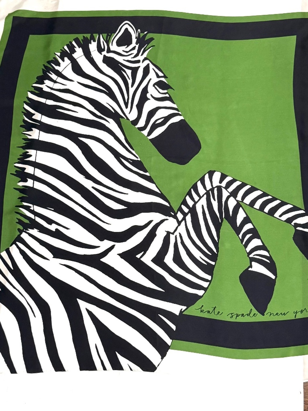 Kate Spade Zebra Silk Square Scarf - Green & Navy